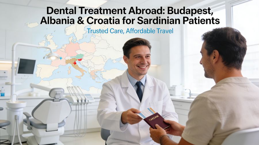 Modern dental clinic in Budapest welcoming a Sardinian patient for affordable dental treatment abroad with Albania and Croatia as alternative destinations